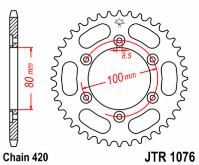 Couronne 48 dents acier standard 1076 - 420 JT Sprockets | RIEJU SPIKE 50, RIEJU TANGOO 50