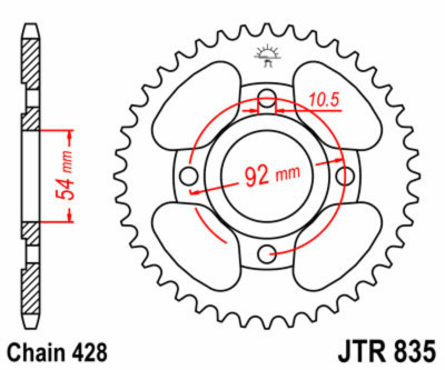 Couronne 49 dents acier standard 835 - 428 JT Sprockets | YAMAHA SR 125, YAMAHA TZR 125