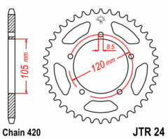Couronne 51 Dents Standard 24 - 420 JT Sprockets | MX 50, RX 50, SX SUPERMOTARD 50