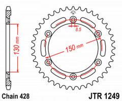 Couronne 51 dents acier standard 1249 - 428 JT Sprockets | HONDA XLR 125