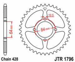 Couronne 51 dents acier standard 1796 - 428 JT Sprockets | SUZUKI VAN VAN RV 125