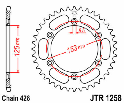 Couronne 54 dents acier standard 1258 - 428 JT Sprockets | HONDA XRL 125