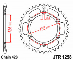 Couronne 54 dents acier standard 1258 - 428 JT Sprockets | HONDA XRL 125