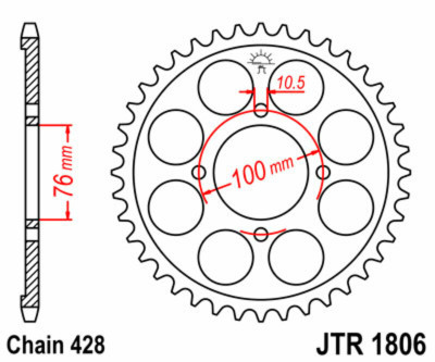 Couronne 56 dents acier standard 1806 - 428 JT Sprockets | SUZUKI RG FUN 125