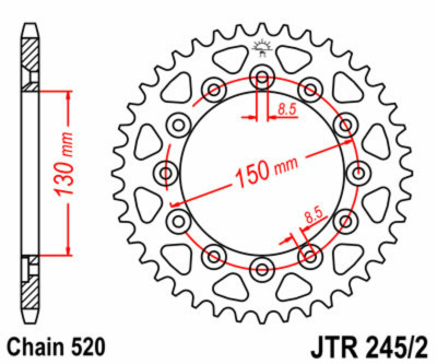 Couronne Standard 39 Dents JT Sprockets | XL SB 250, XLR 600, XLS 500, XR R 200, 250, 500, 600