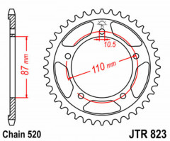 Couronne 39 dents acier standard 823 - 520 JT Sprockets | SUZUKI GN L 400, SUZUKI GS 450