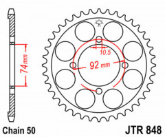 Couronne 39 dents acier standard 848 - 530 JT Sprockets | YAMAHA RD 350, YAMAHA RD LC 350