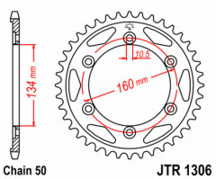 Couronne 40 dents acier standard 1306 - 530 JT Sprockets | HONDA VTR SP1 1000
