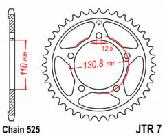 Couronne 44 dents acier standard 7 - 525 JT Sprockets | BMW S RR 1000, BMW S RR ABS 1000, BMW S XR 1000