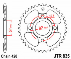 Couronne 45 dents acier standard 835 - 428 JT Sprockets | YAMAHA SR 125, YAMAHA TZR 125