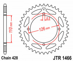Couronne 47 dents acier standard 1466 - 428 JT Sprockets | KAWASAKI KX 65
