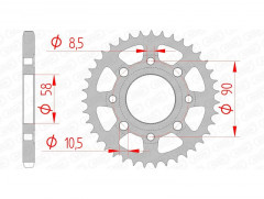 Couronne 37 dents Pas 428 standard 10201 Afam | Moto HONDA, KYMCO