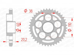 Couronne standard AFAM 50800 - 525 Afam | Moto DUCATI