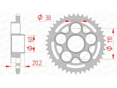 Couronne 41 dents acier standard 50614 - 520 Afam | DUCATI MONSTER S2R 800