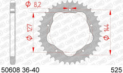 Couronne 39 dents acier standard 50608 - 525 Afam | DUCATI DARK 848