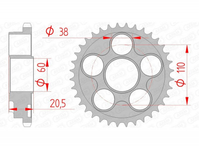 Couronne standard 50605 - 525 Afam | Moto DUCATI