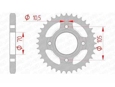 Couronne standard 38 dents 10401 - 530 Afam | CB F 400, CB FOUR 350, CB G 250, CB G 360, CB K4 350