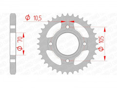 Couronne standard 38 dents 10401 - 530 Afam | CB F 400, CB FOUR 350, CB G 250, CB G 360, CB K4 350
