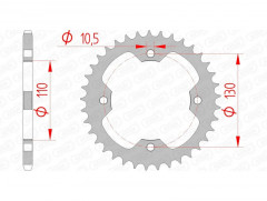 Couronne 38 dents acier standard 16406 - 520 Afam | KAWASAKI KFX R 450