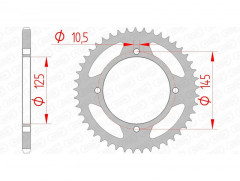Couronne standard 44 dents 12505 - 520 Afam | Moto, Motocross, Quad YAMAHA, MZ