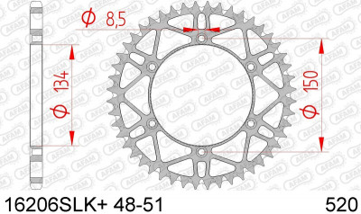 Couronne 50 dents SLK anti-boue 16206 - 520 Afam | Motocross KAWASAKI, SUZUKI