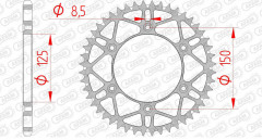 Couronne 50 dents anti-boue SLK 71304 - 520 Afam | KTM, GAS GAS, HUSQVARNA, HUSABERG