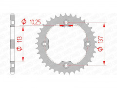 Couronne standard 37 dents 14412 - 520 Afam | SUZUKI QUADRACER LTR 450, SUZUKI QUADSPORT LTZ 400