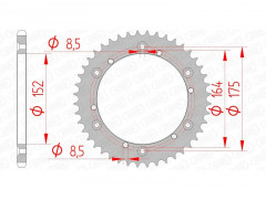 Couronne standard 44 dents 12500 - 520 Afam | Motocross, Moto, Quad YAMAHA