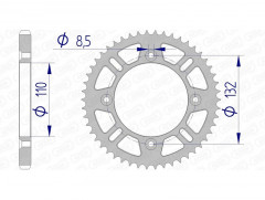 Couronne alu 46 dents Pas 428 aluminium 72102 Afam | Motocross KTM, HUSQVARNA