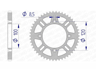 Couronne alu 51 dents Pas de 428 aluminium 15104 Afam | RM 80, RM 85, YZ 80, YZ 85