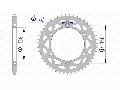 Couronne aluminium AFAM 15206 - 520 PR4 125 Enduro Afam | Motocross, Moto, Quad