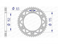 Couronne Alu 13508 - 520 Afam | IT 175, 250, WR 125, WRF 400, WRZ 250, YZ 125, 250, 400, 490