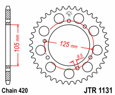 Couronne arrière standard 50 dents pas de 420 JT Sprockets | Mécaboite