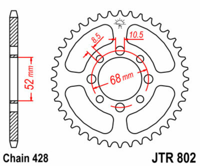 Couronne 34 dents acier standard 802 - 428 JT Sprockets | SUZUKI JR 80