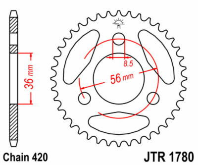 Couronne 28 dents acier standard 1780 - 420 JT Sprockets | SUZUKI JR 50