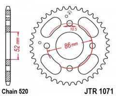 Couronne standard 30 dents pas de 520 JT Sprockets | MXER 50, MXER 150, MXU 50, MXU 150
