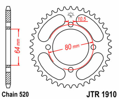 Couronne standard 32 dents pas de 520 JT Sprockets | Quad AEON