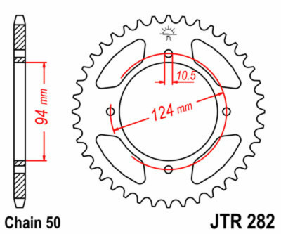 Couronne 34 dents acier standard 282 - 530 JT Sprockets | HONDA CB 550, HONDA CB K FOUR (CB) 500