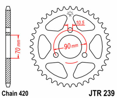 Couronne 42 dents acier standard 239 - 420 JT Sprockets | HONDA MTX 80