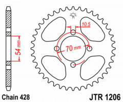 Couronne 42 dents acier standard 1206 - 428 JT Sprockets | HONDA CBR R 125