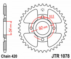 Couronne 47 dents acier standard 1078 - 420 JT Sprockets | MBK X-POWER 50, YAMAHA TZR 50