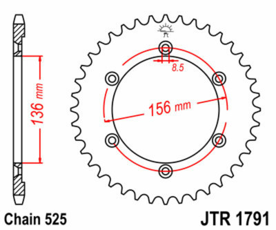 Couronne 41 dents acier standard 1791 - 525 JT Sprockets | SUZUKI DR SE 650, SUZUKI FREEWIND XF 650