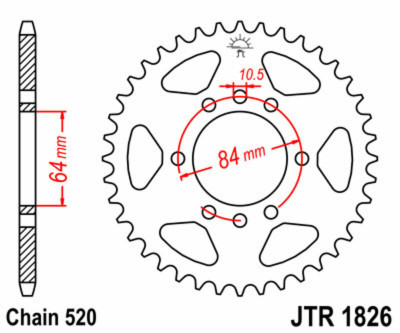 Couronne standard 1826 - 520 JT Sprockets | Quad KAWASAKI, SUZUKI