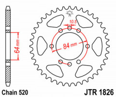 Couronne standard 1826 - 520 JT Sprockets | Quad KAWASAKI, SUZUKI
