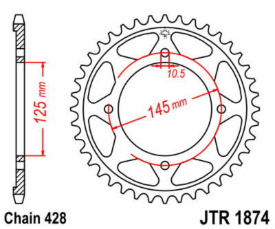 Couronne 59 dents acier standard 1874 - 428 JT Sprockets | YAMAHA DRAGSTAR XVS 125, YAMAHA DRAGSTAR XVS 250