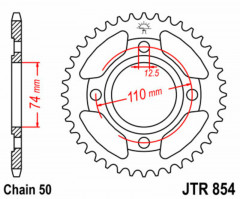 Couronne 36 dents acier standard 854 - 530 JT Sprockets | YAMAHA RD 250, YAMAHA XS 500