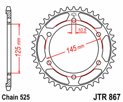 Couronne 43 dents acier standard 867 - 525 JT Sprockets | YAMAHA TDM 850