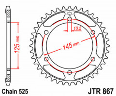Couronne 43 dents acier standard 867 - 525 JT Sprockets | YAMAHA TDM 850