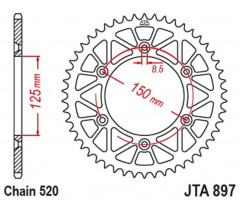 Couronne aluminium ultra-light anti-boue 897 - 520 JT Sprockets | KTM, HUSQVARNA, HUSABERG