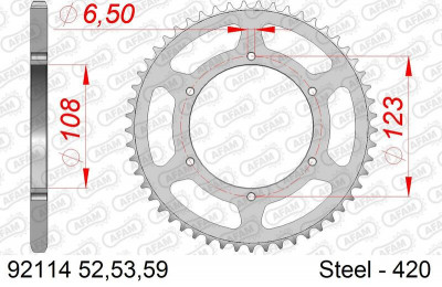 Couronne standard 59 dents pas 420 type 92114 Afam | Mécaboite